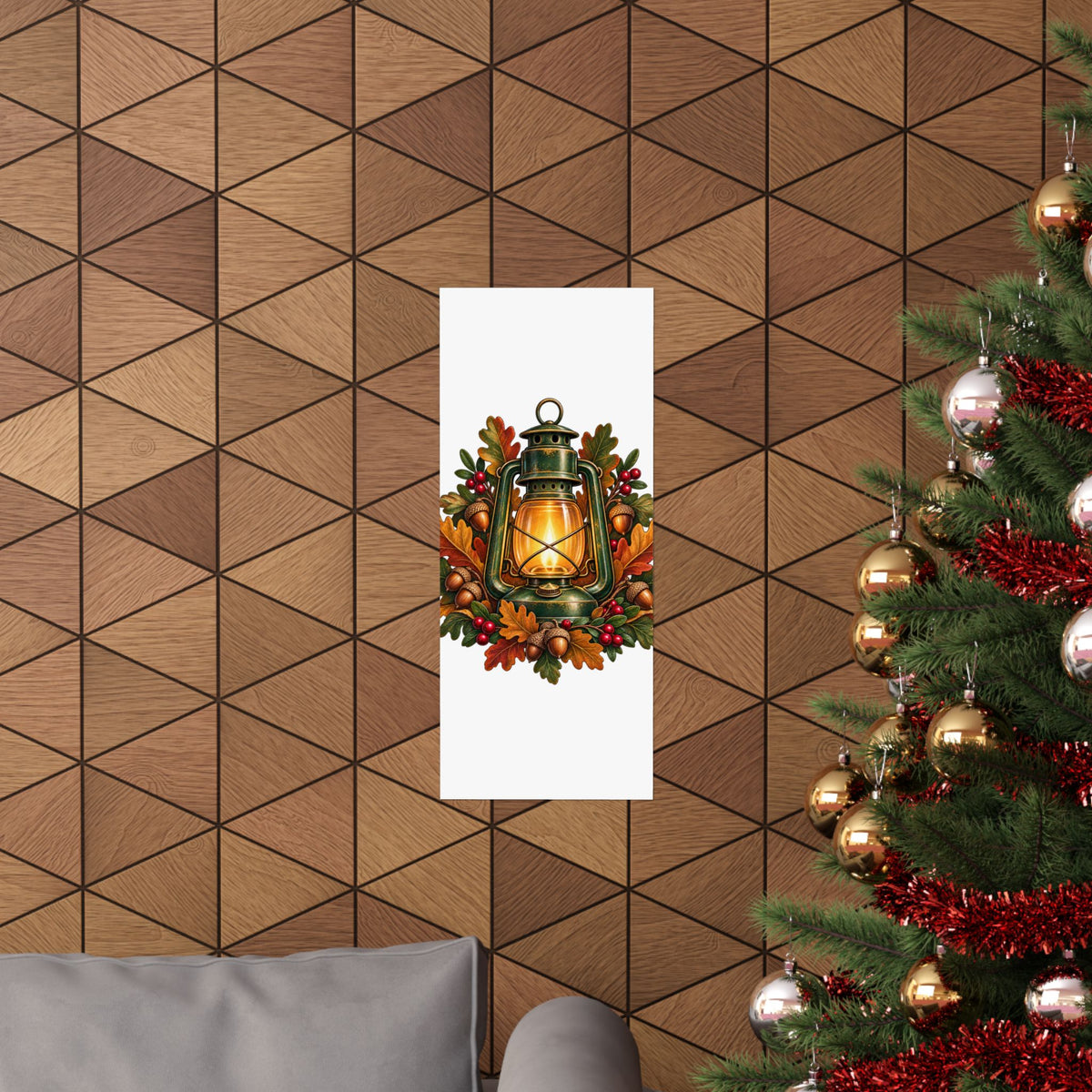 Autumn Oak Lantern and Acorns Poster