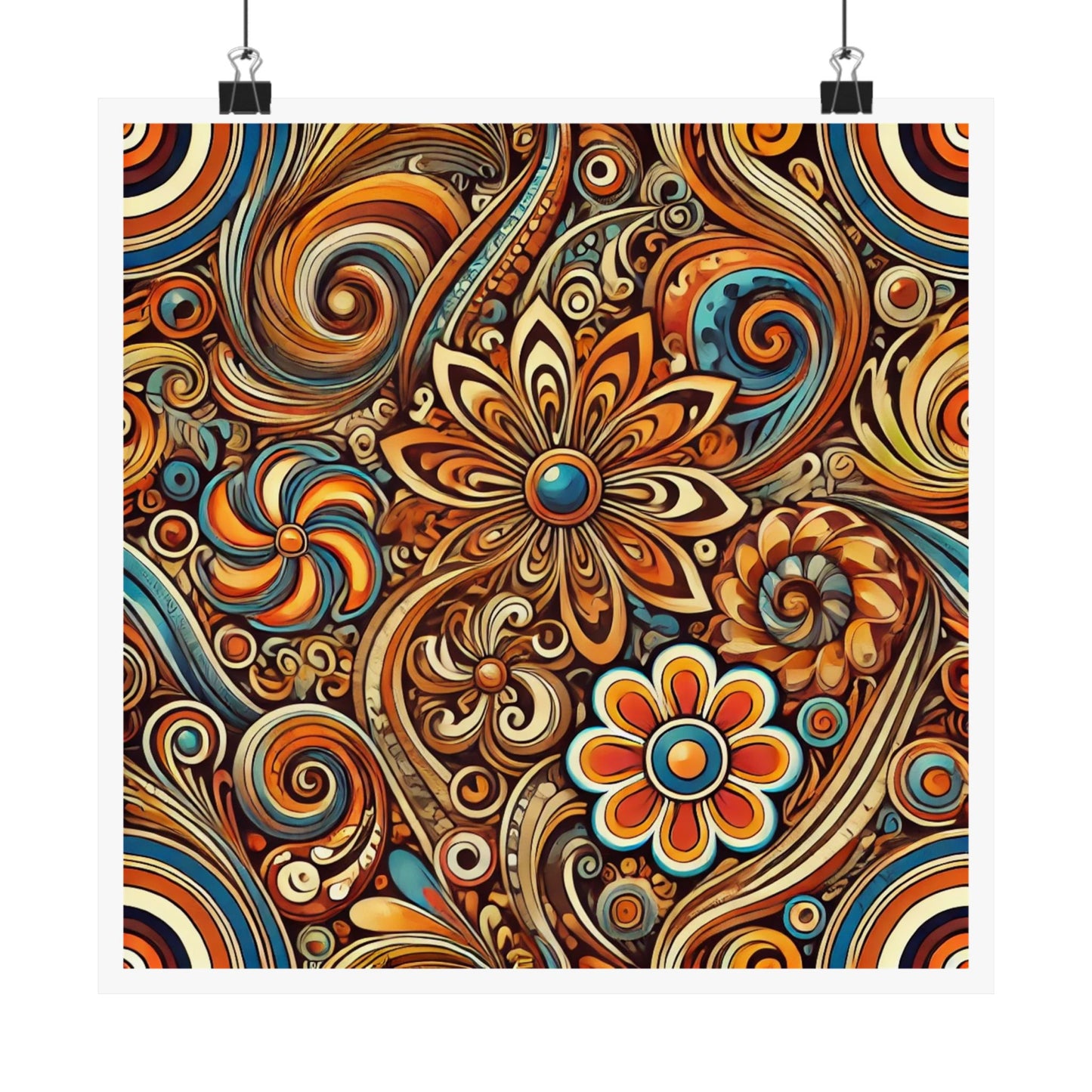 Ornate Abstract Floral Paisley Pattern Poster