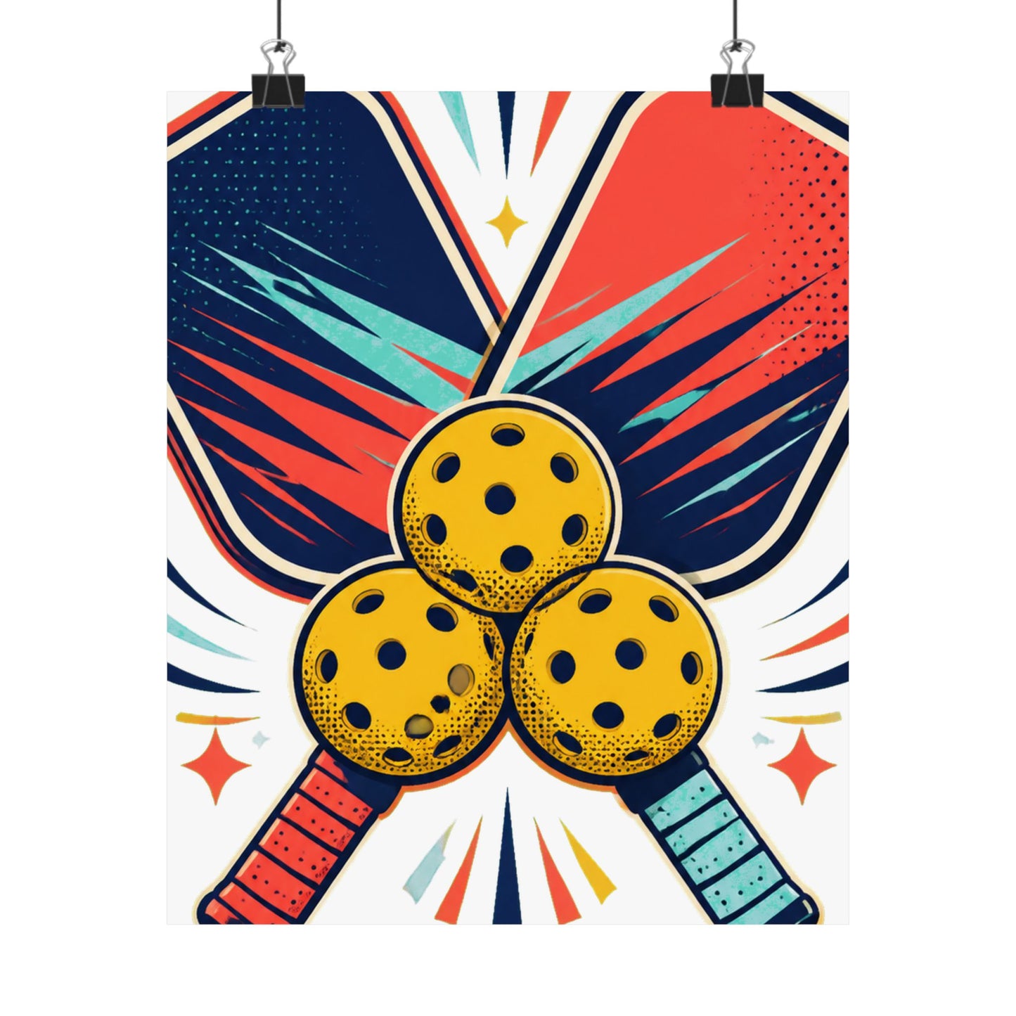 Retro Pickleball Paddles Recreational Sports Art Poster
