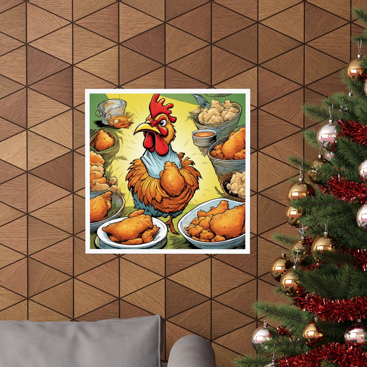 Funny Chicken Fried Food Comfort Food Art Poster