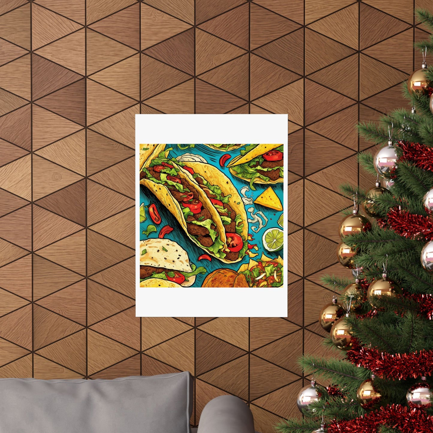 Taco Party Pattern Foodie Gift Art Poster