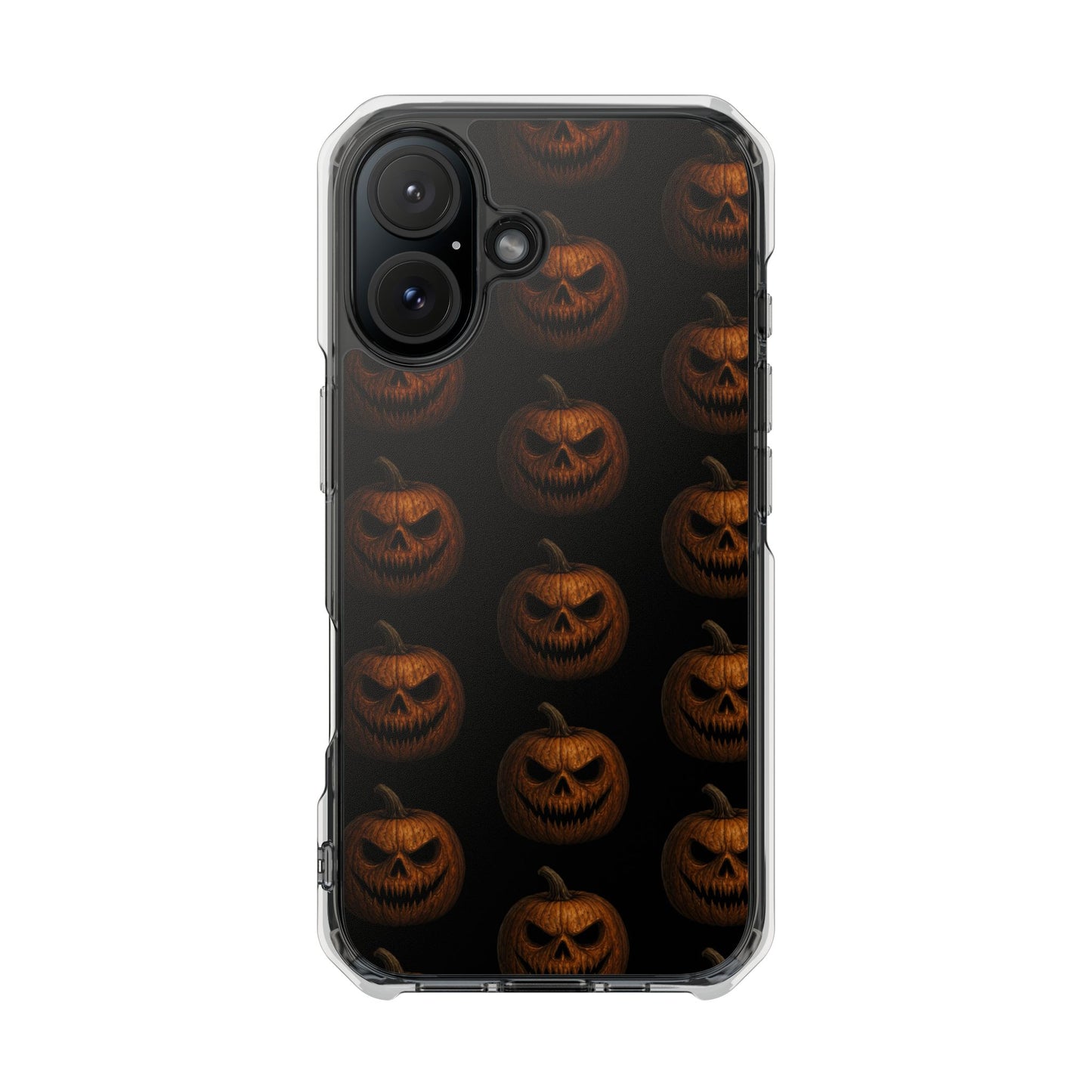 Magnet Cover, Halloween Pumpkin Spooky Phone Case, Horror Jack-O-Lantern Black Case, Magnetic Clear Impact Cover, Scary Cellphone Slim