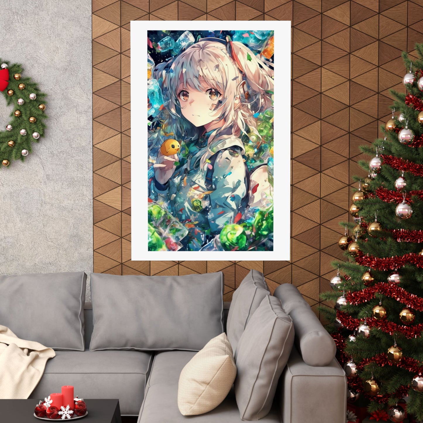 Crystal Bottle Anime Portrait Colorful Wall Poster