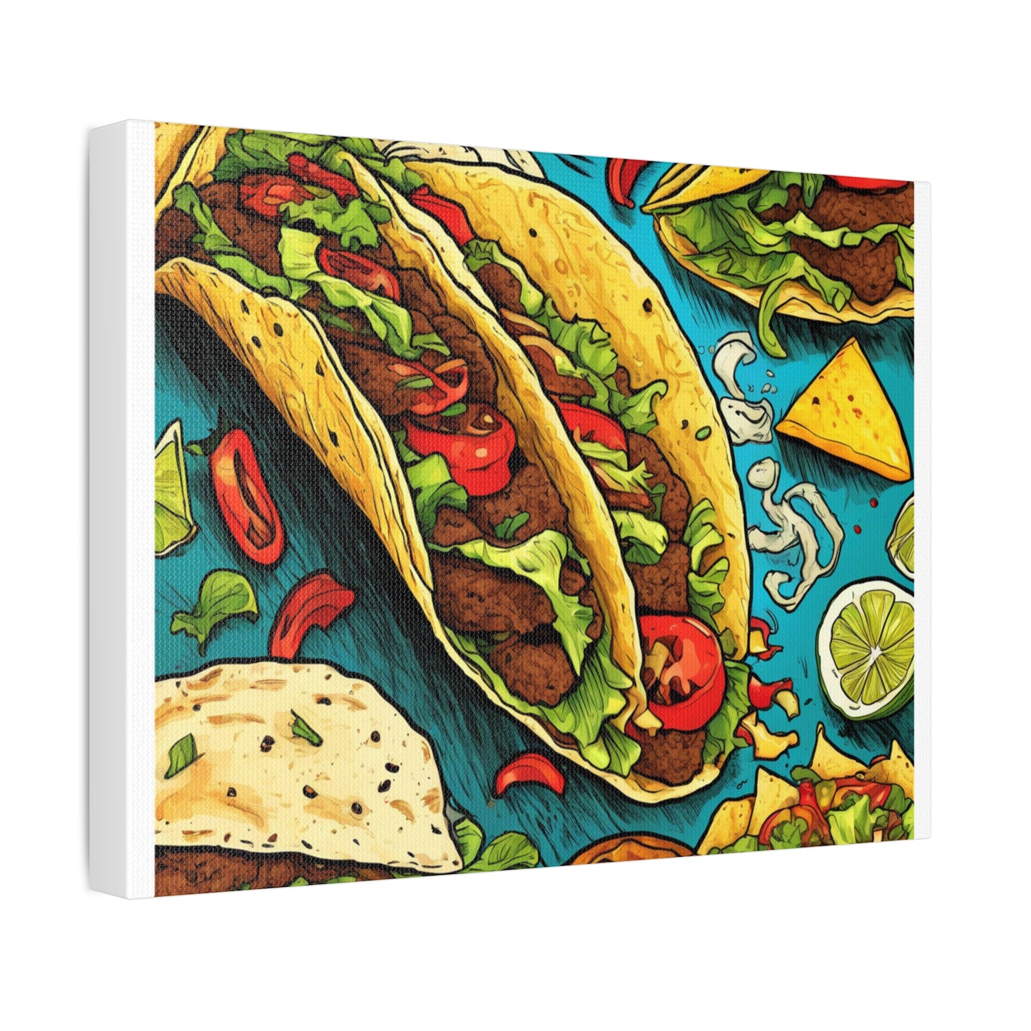 Taco Party Pattern Foodie Gift Art Canvas