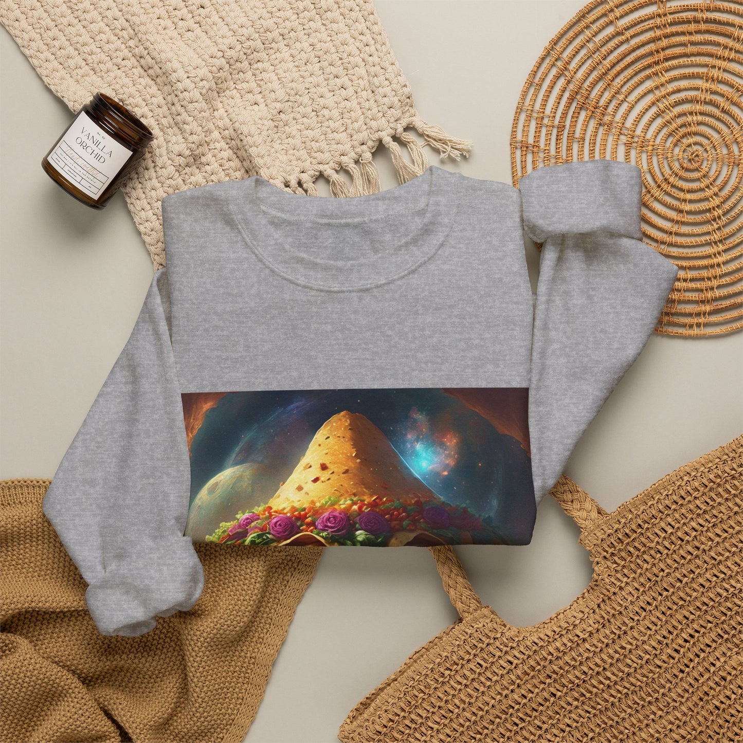 Cosmic Taco Planetoid Surreal Food Fantasy Art Sweatshirt