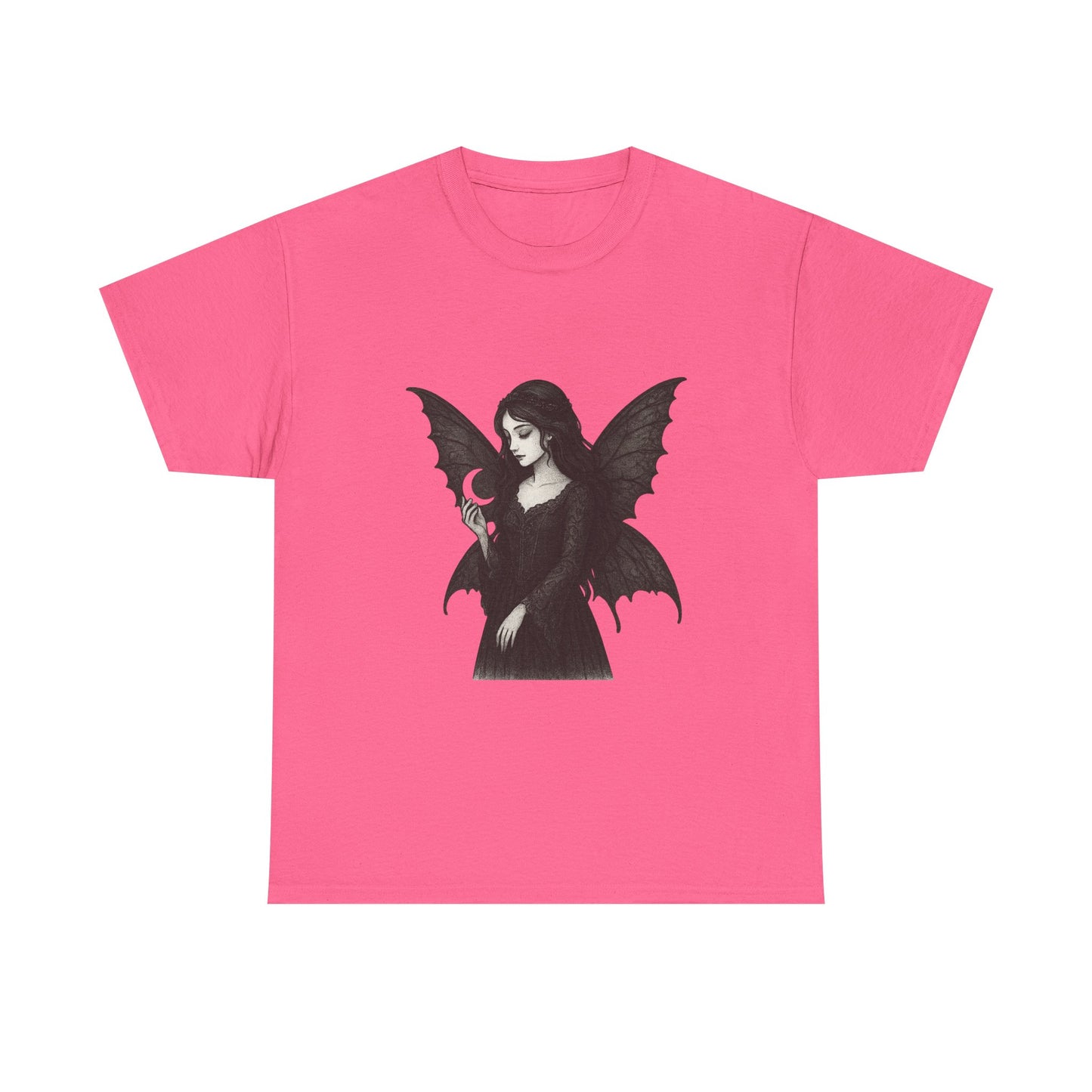 Gothic Fairy Tee, Unisex Cotton T-Shirt with Bat Wings, Forest Aesthetic Shirt, Perfect for Halloween, Casual Wear, Emo Witch
