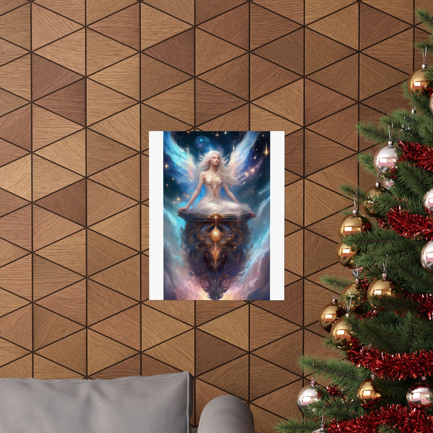 Celestial Winged Meditation Fantasy Portrait Poster