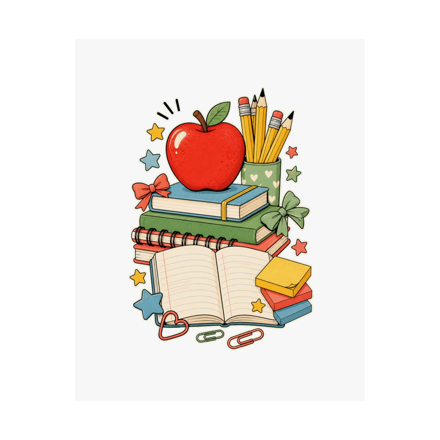 Apple Pencil Desk Stack Classroom Poster