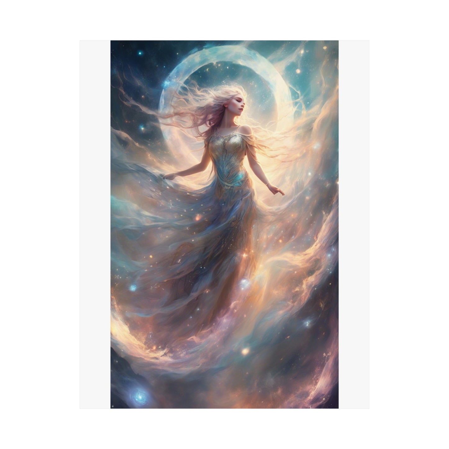 Moonlit Celestial Dancer Fantasy Portrait Poster
