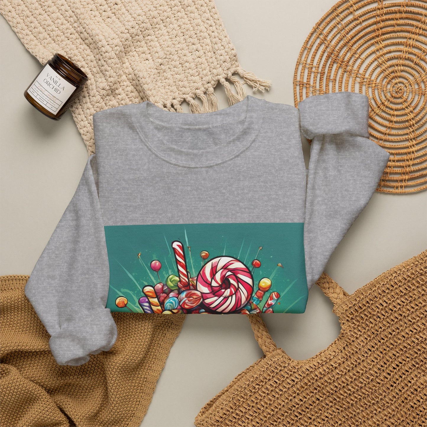 Holiday Candy Bucket Sweets Gift Art Sweatshirt