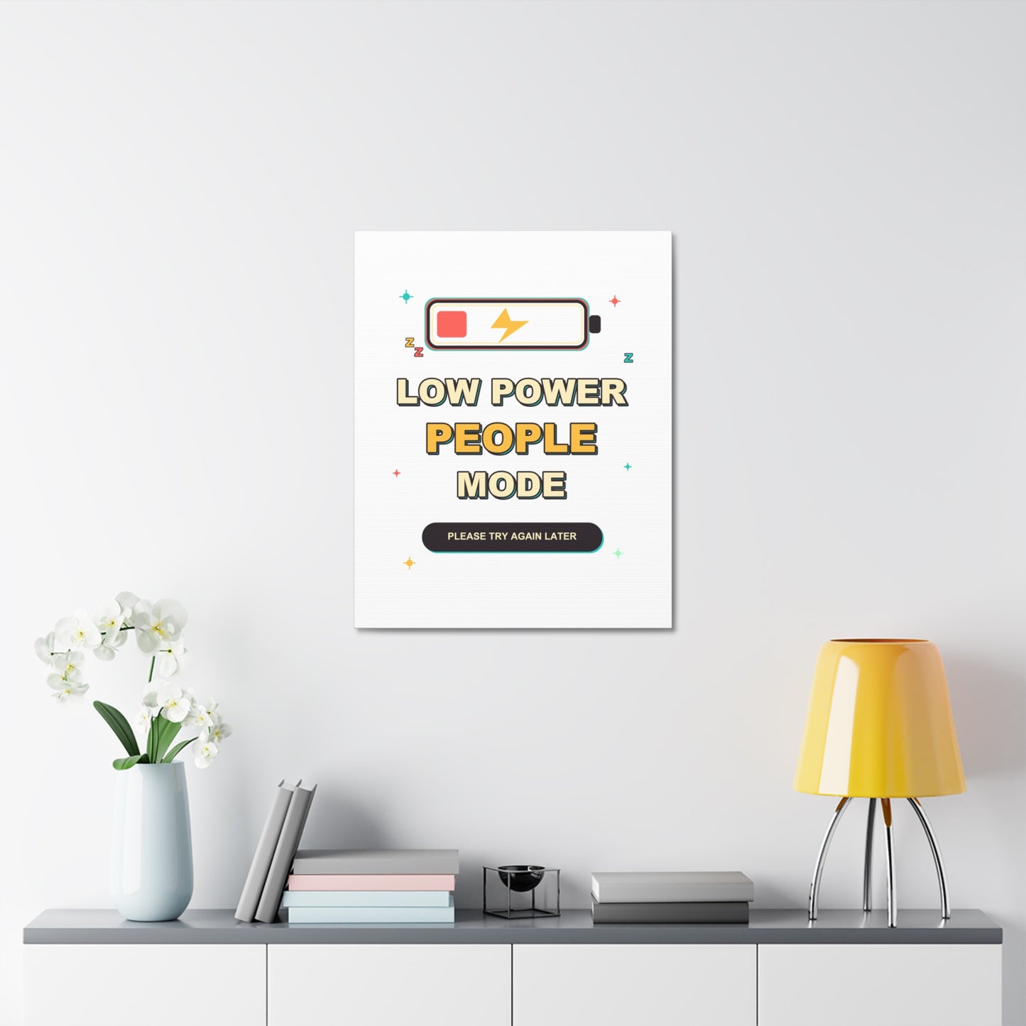Low Power People Mode Funny Introvert Social Battery Canvas