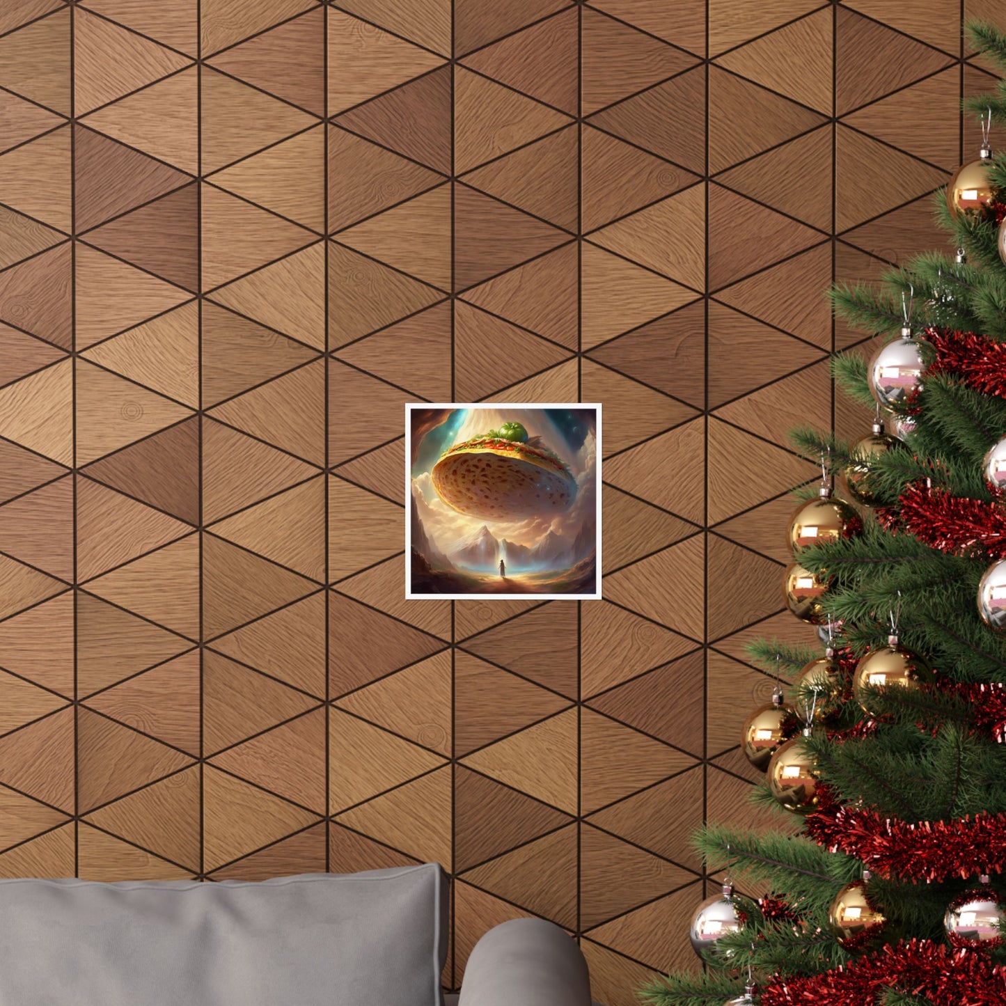Cosmic Taco UFO Surreal Food Fantasy Art Poster