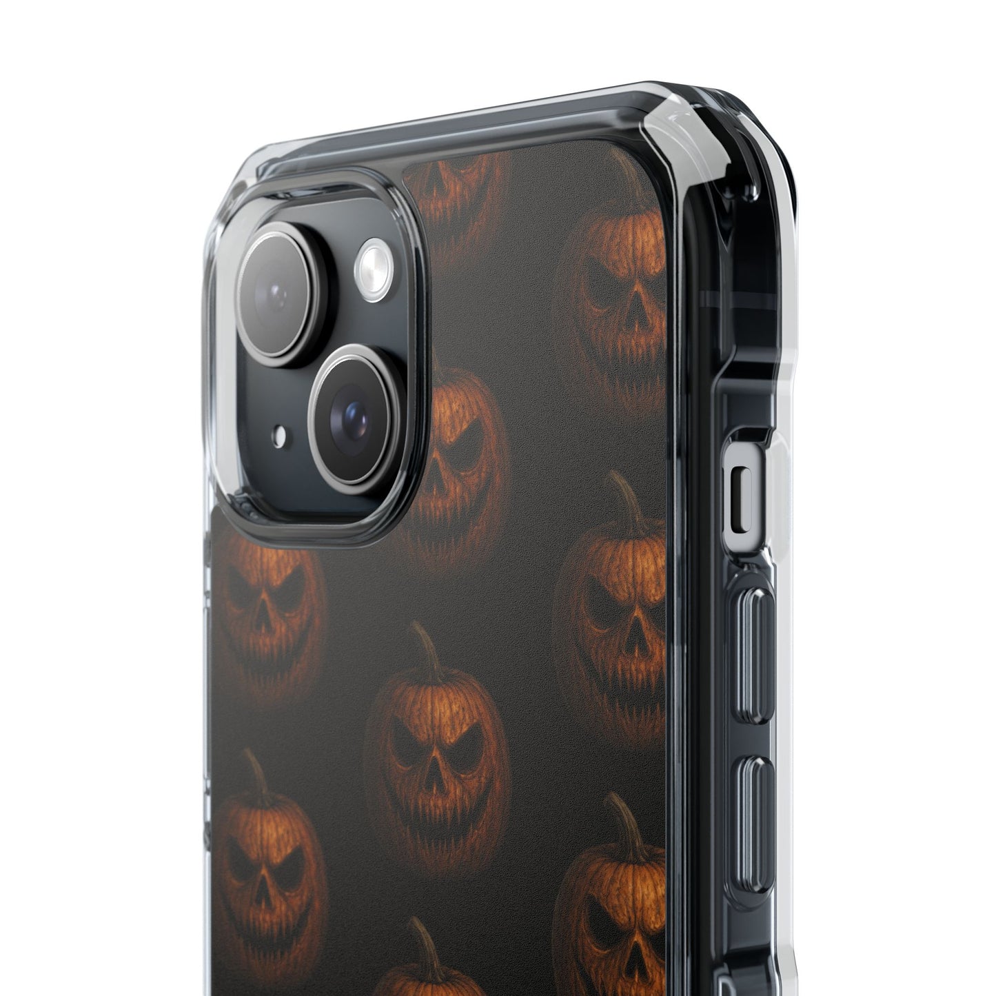 Magnet Cover, Halloween Pumpkin Spooky Phone Case, Horror Jack-O-Lantern Black Case, Magnetic Clear Impact Cover, Scary Cellphone Slim
