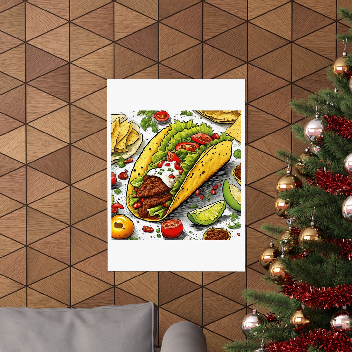 Bold Taco Illustration Foodie Gift Art Poster