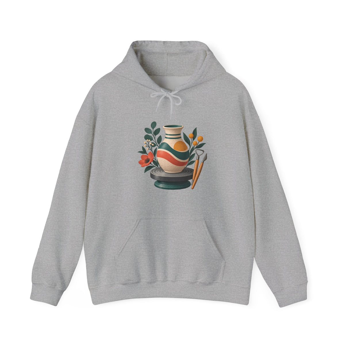Midcentury Pottery Botanical Art Hoodie