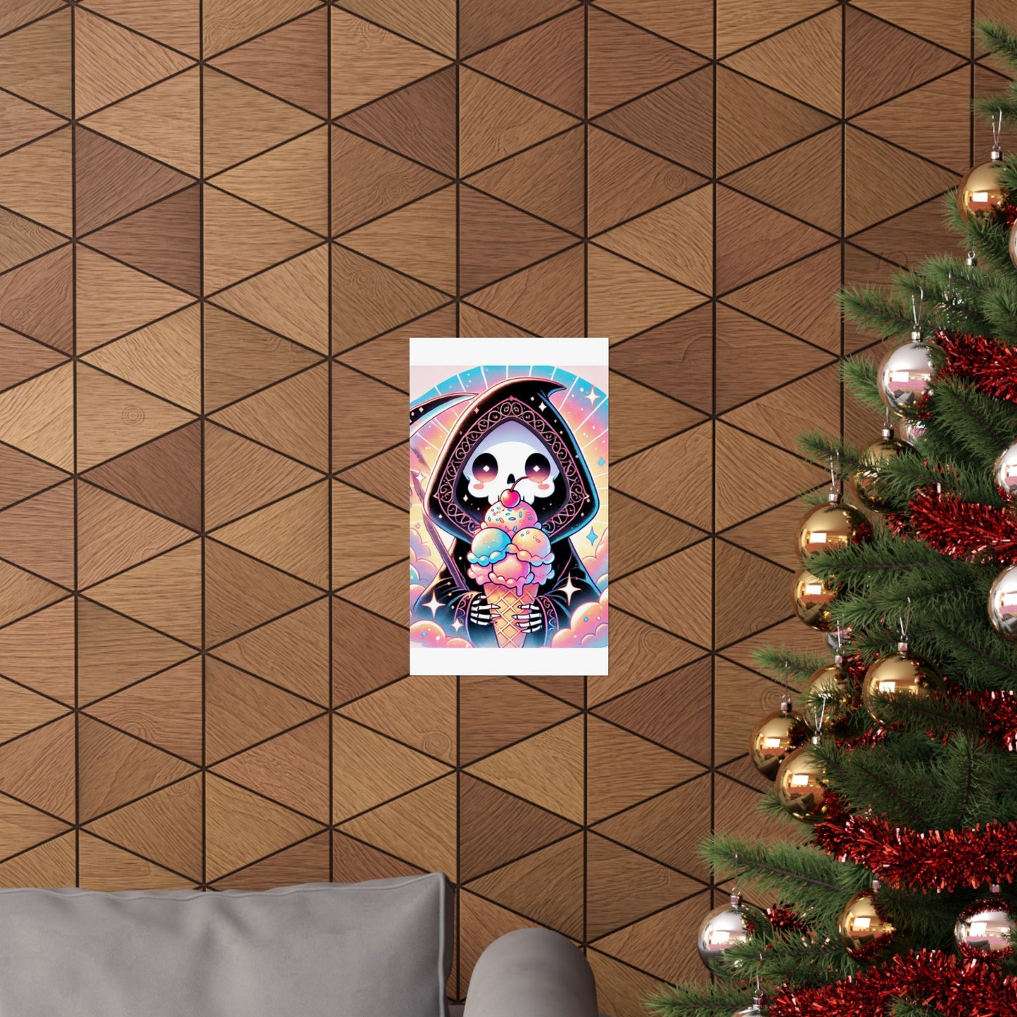 Cute Grim Reaper Ice Cream Pastel Novelty Poster