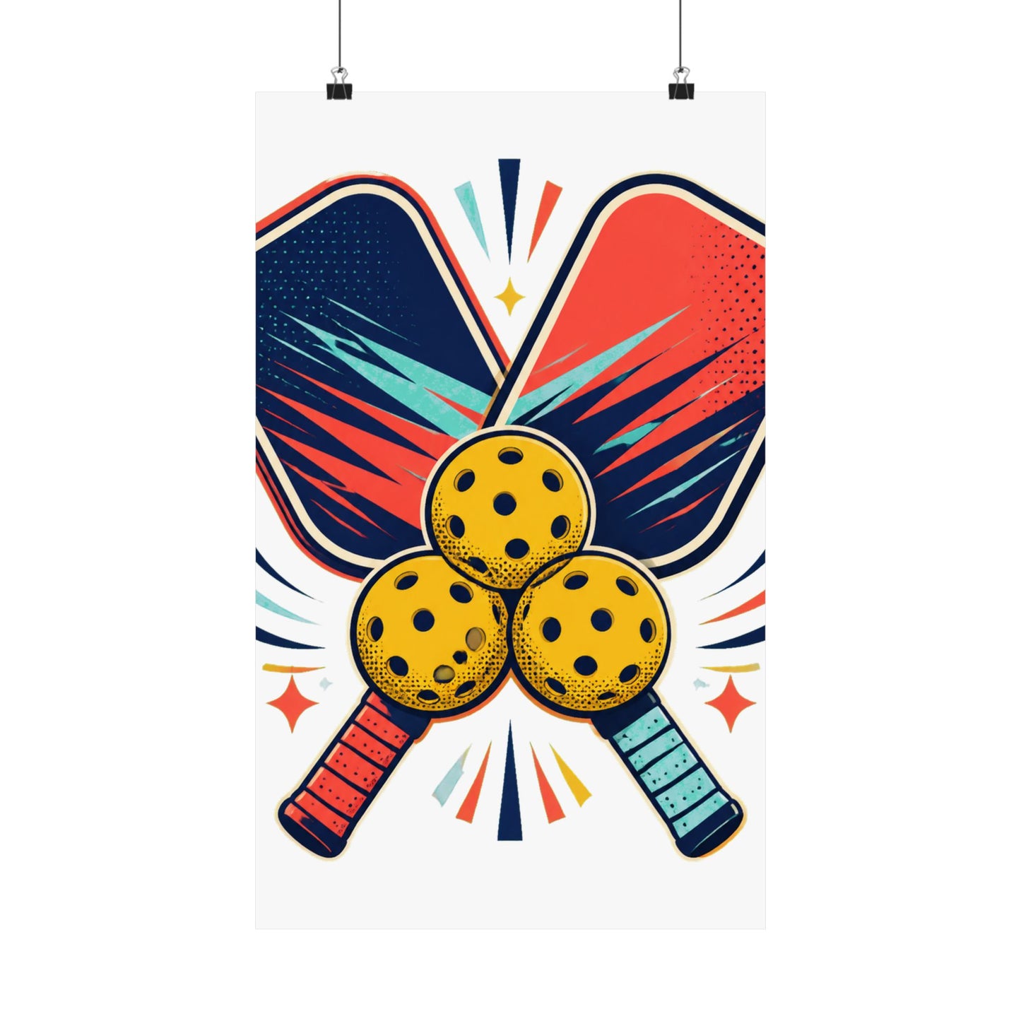 Retro Pickleball Paddles Recreational Sports Art Poster