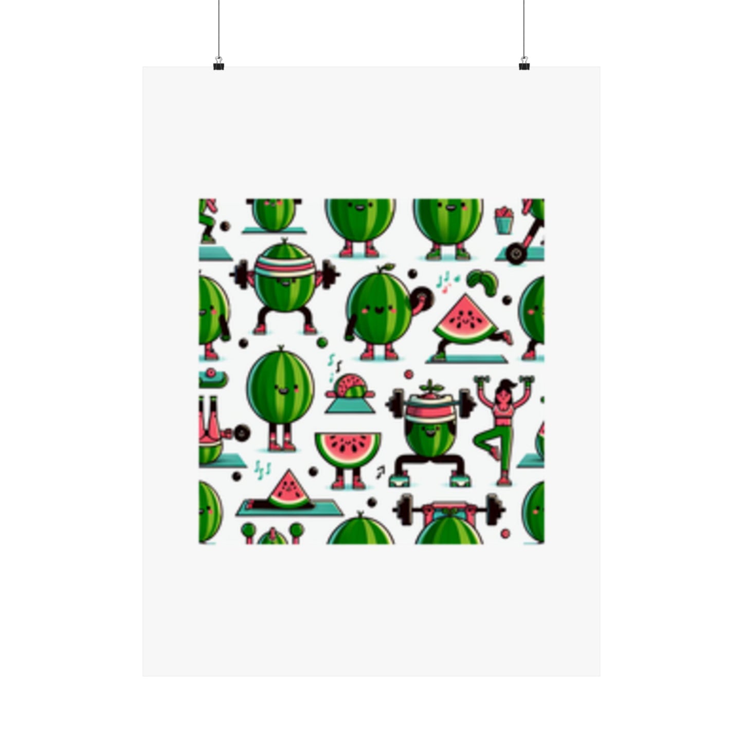 Watermelon Workout Club Cute Food Fitness Wall Art Poster