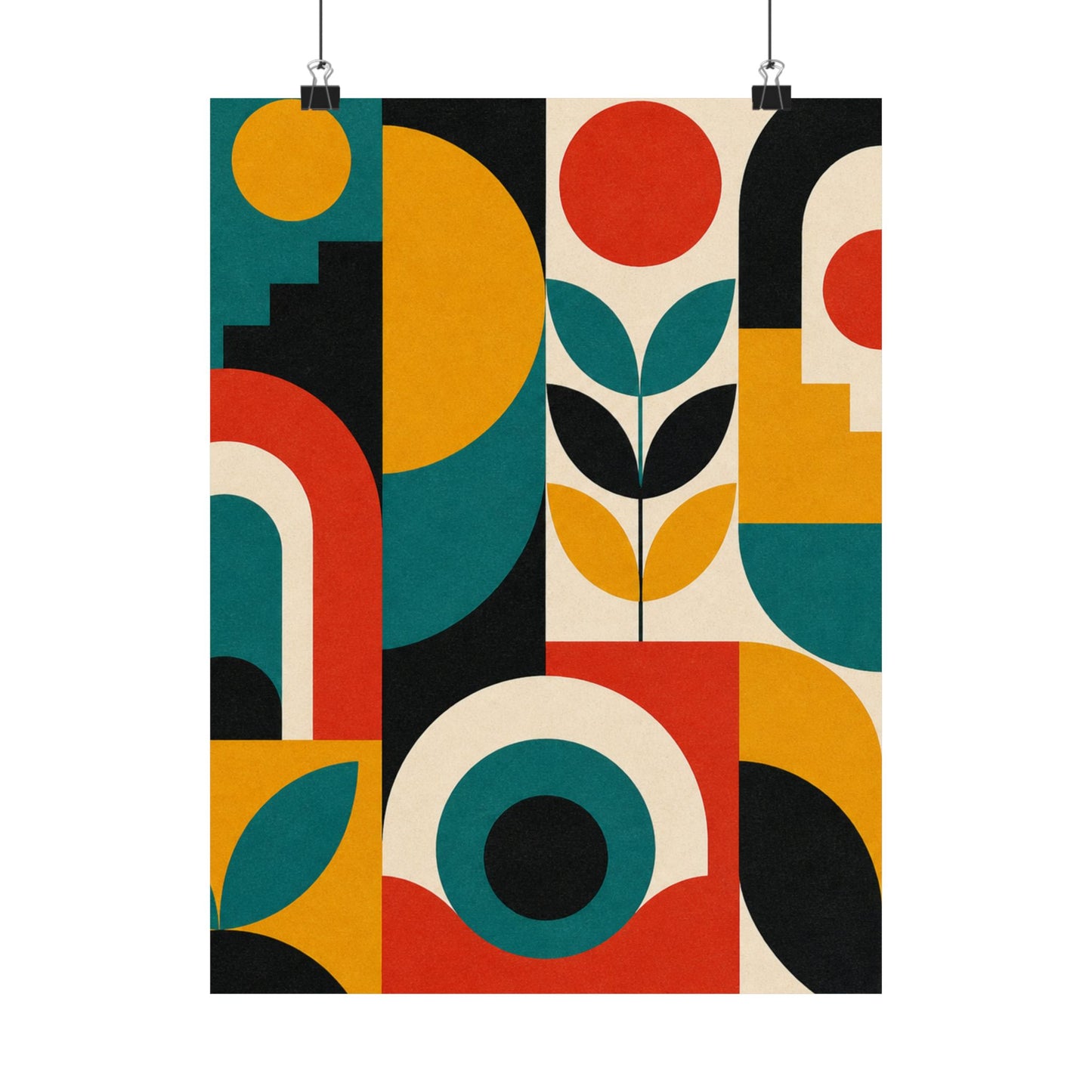 Mid Century Arches Botanical Geometric Abstract Poster