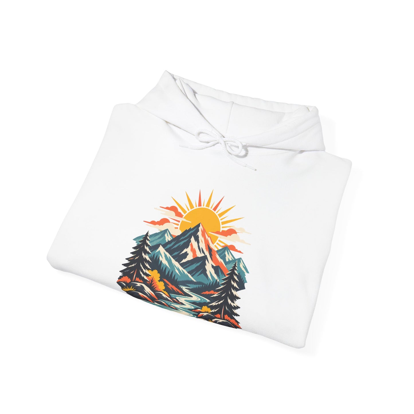 Alpine Sunrise River Mountain Adventure Art Hoodie
