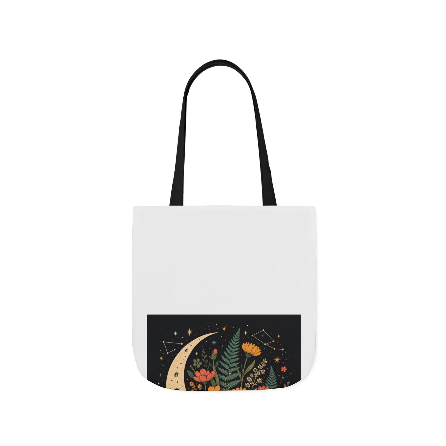 Celestial Wildflower Crescent Moon Botanical Tote Bag