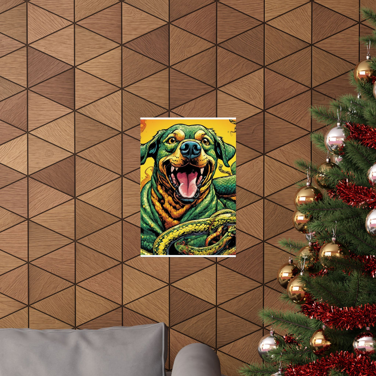 Surreal Serpent Hound Dark Fantasy Wall Art Poster
