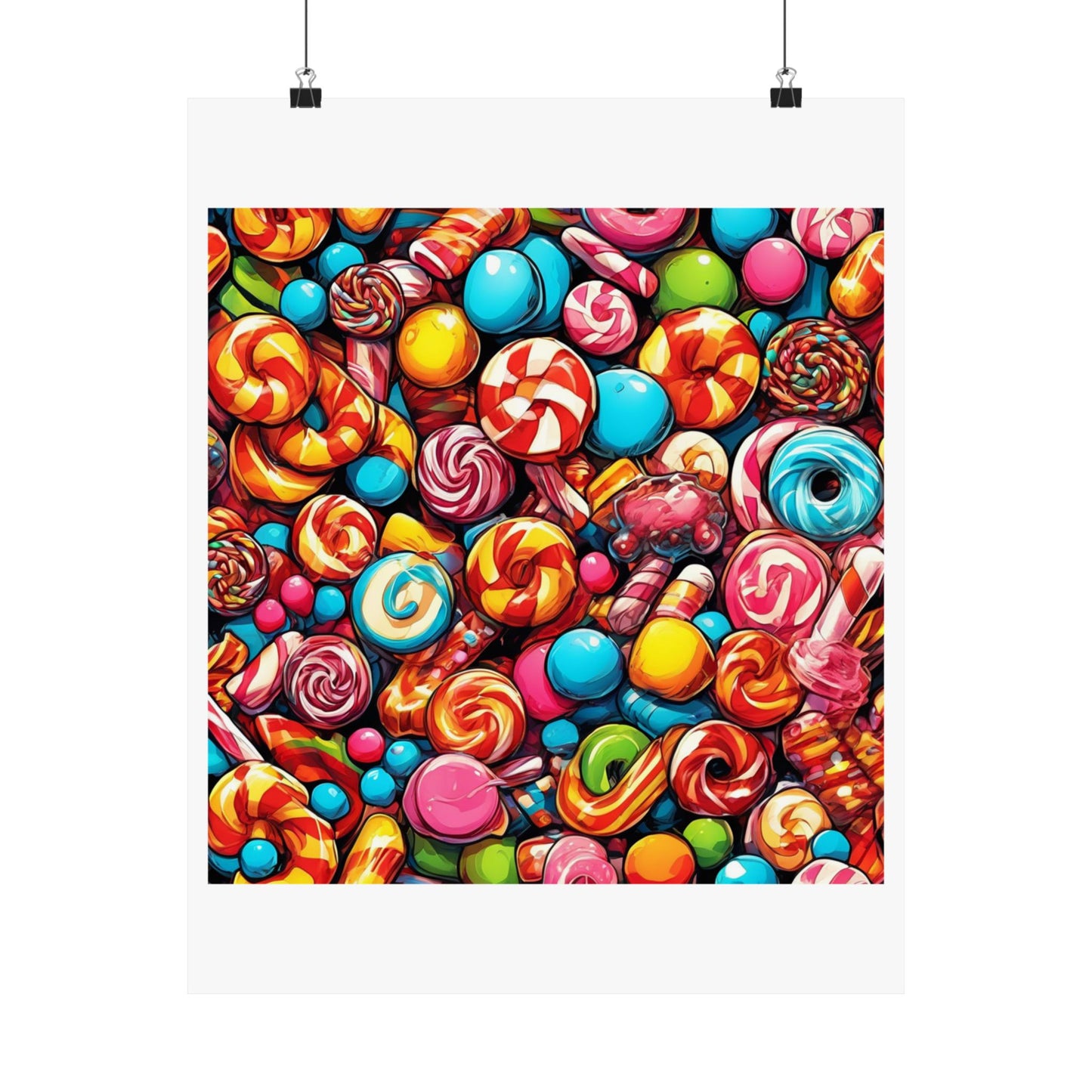 Colorful Candy and Lollipop Pattern Poster