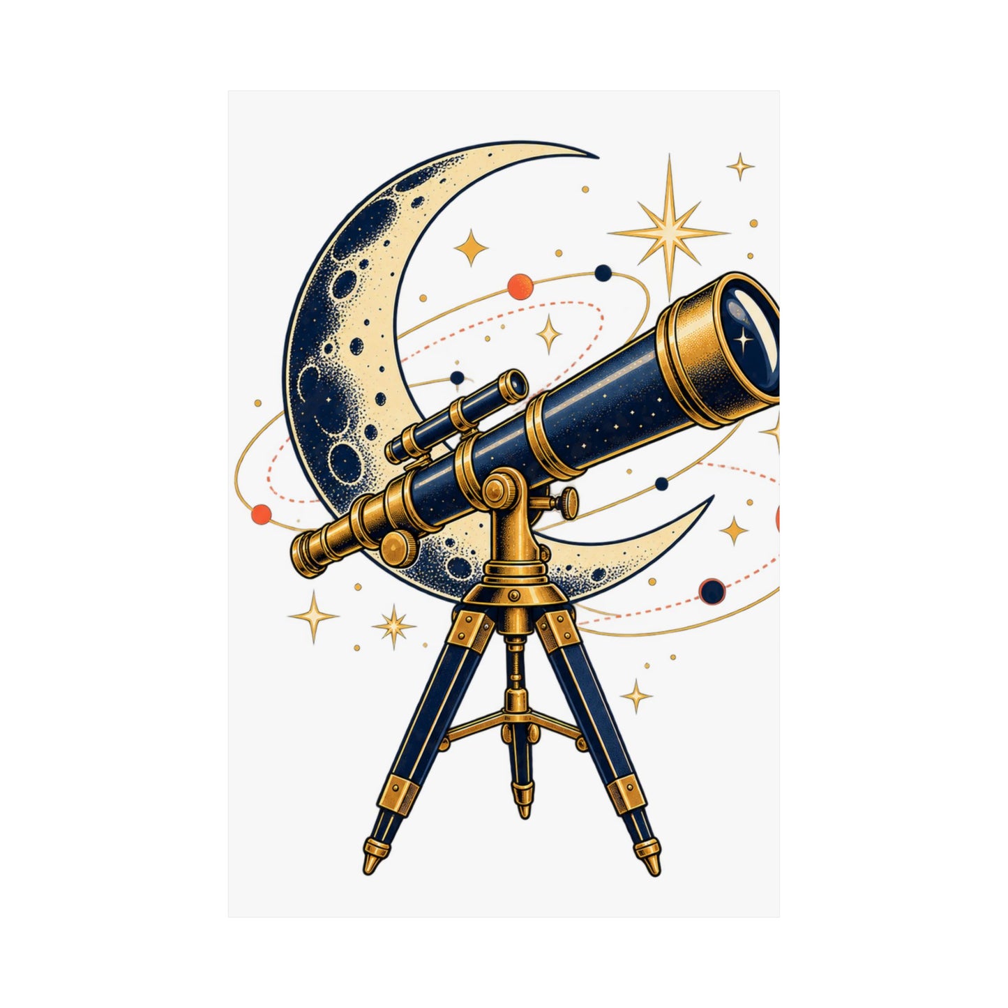 Vintage Telescope Celestial Astronomy Poster