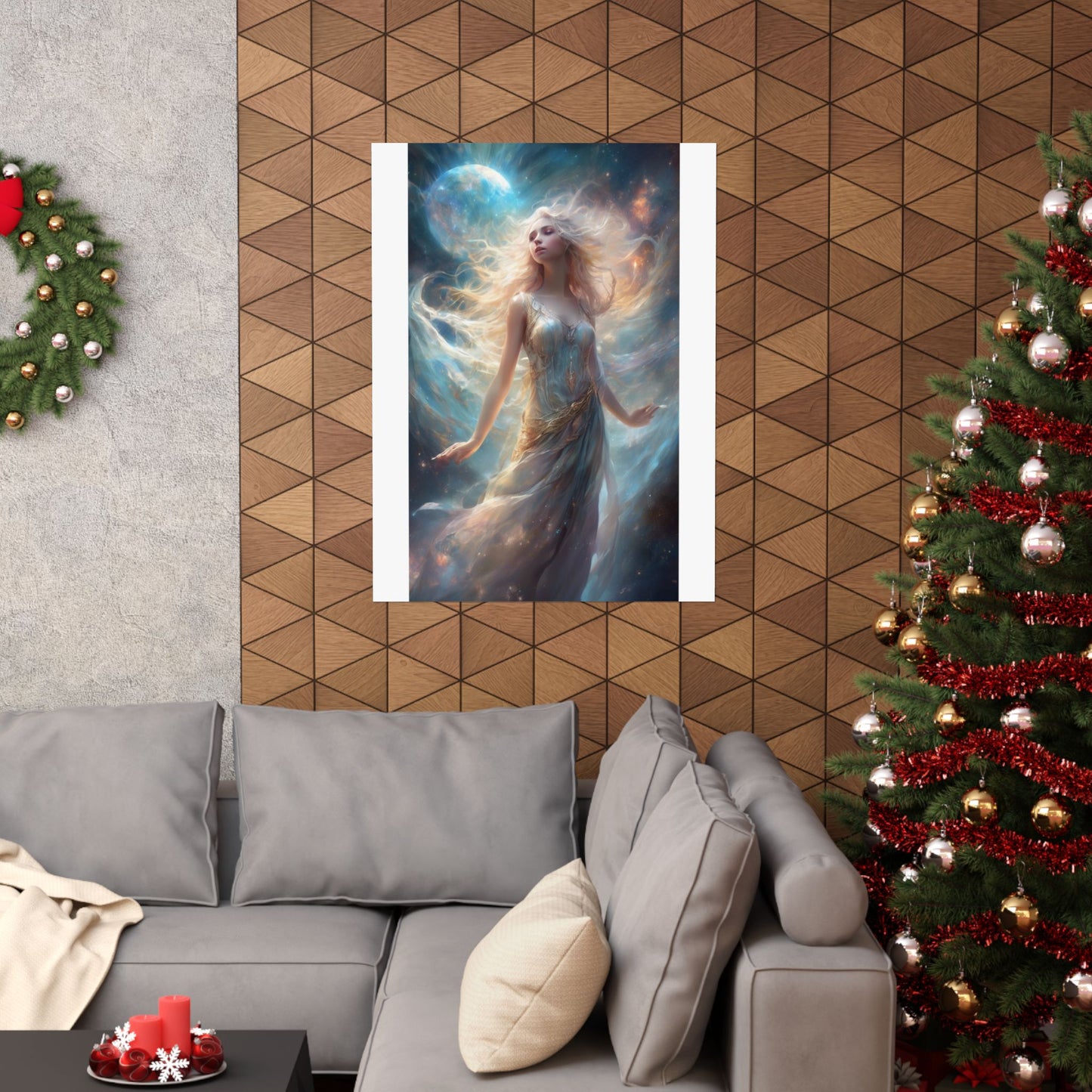 Moonlit Celestial Maiden Fantasy Portrait Poster