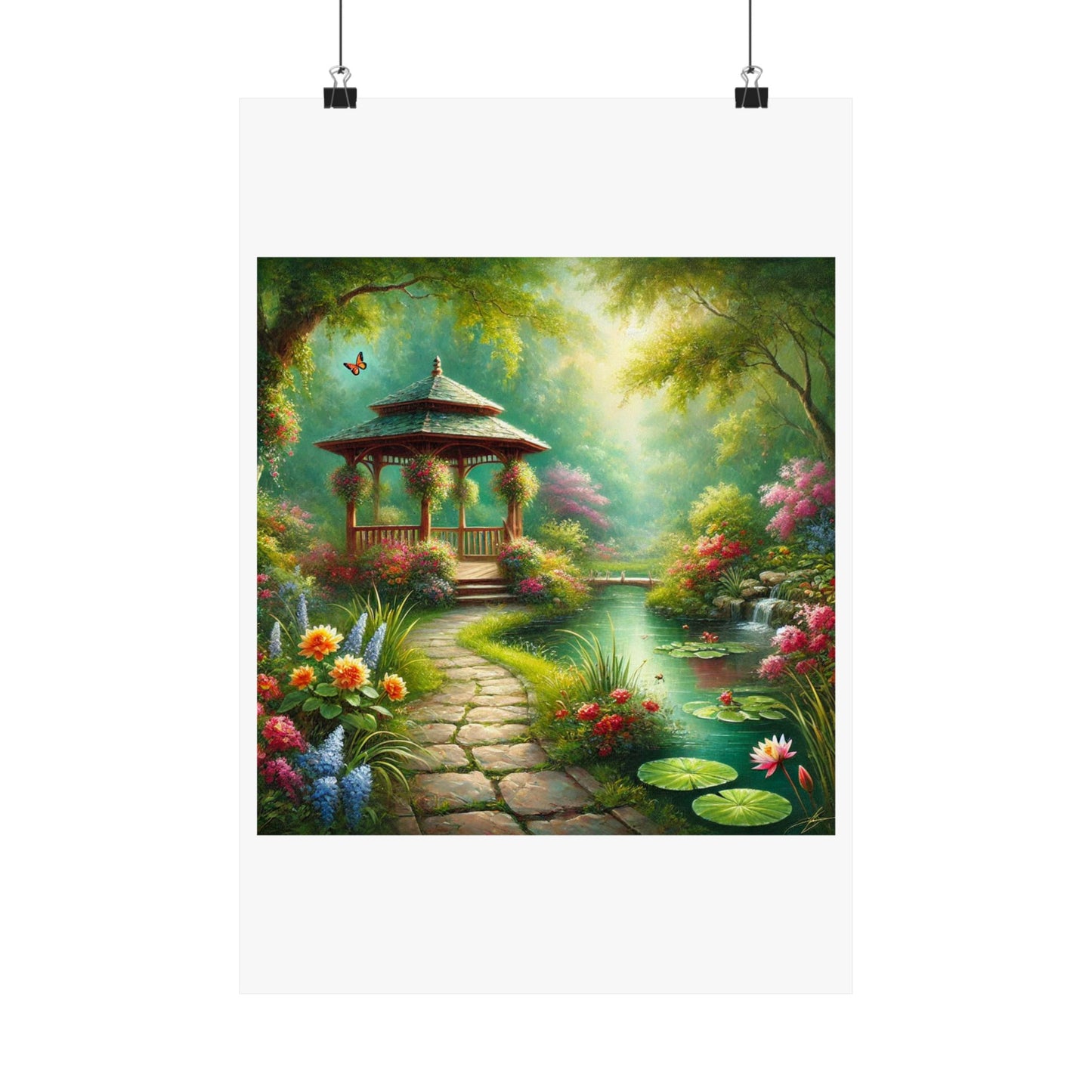 Spring Garden Gazebo Floral Landscape Poster