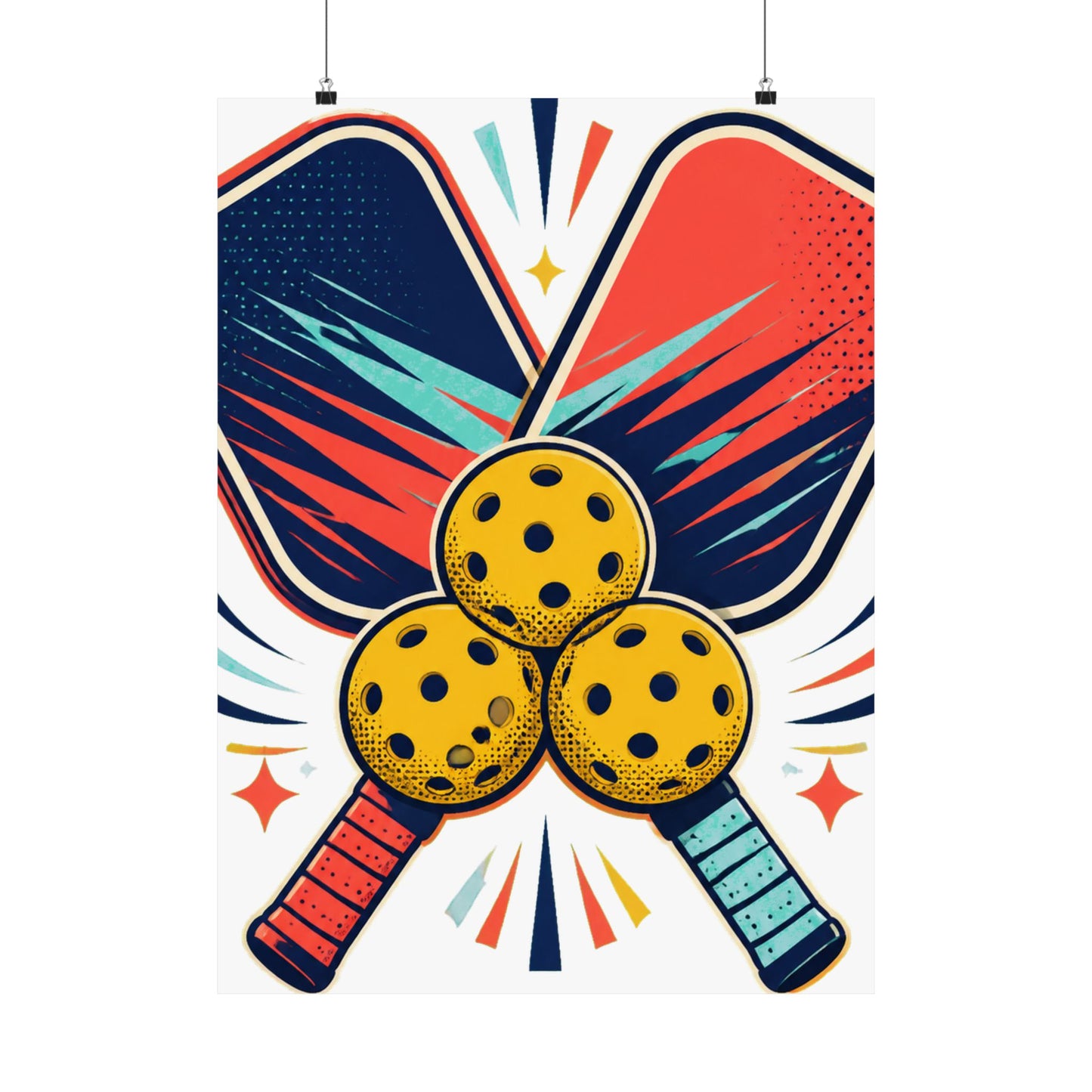 Retro Pickleball Paddles Recreational Sports Art Poster