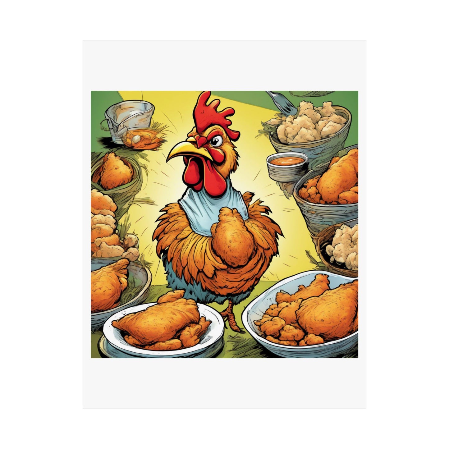 Funny Chicken Fried Food Comfort Food Art Poster