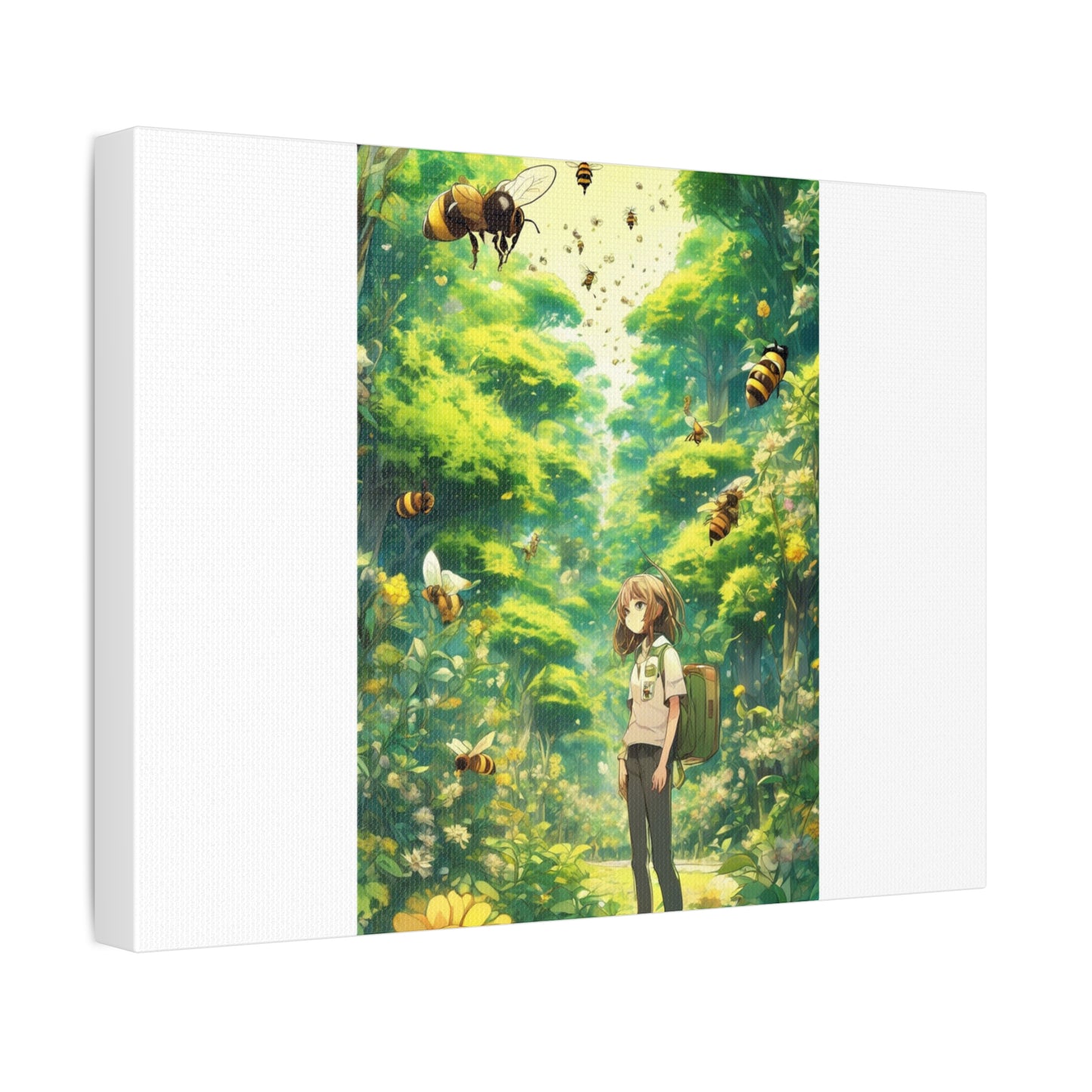 Bee Garden Explorer Anime Nature Art Canvas