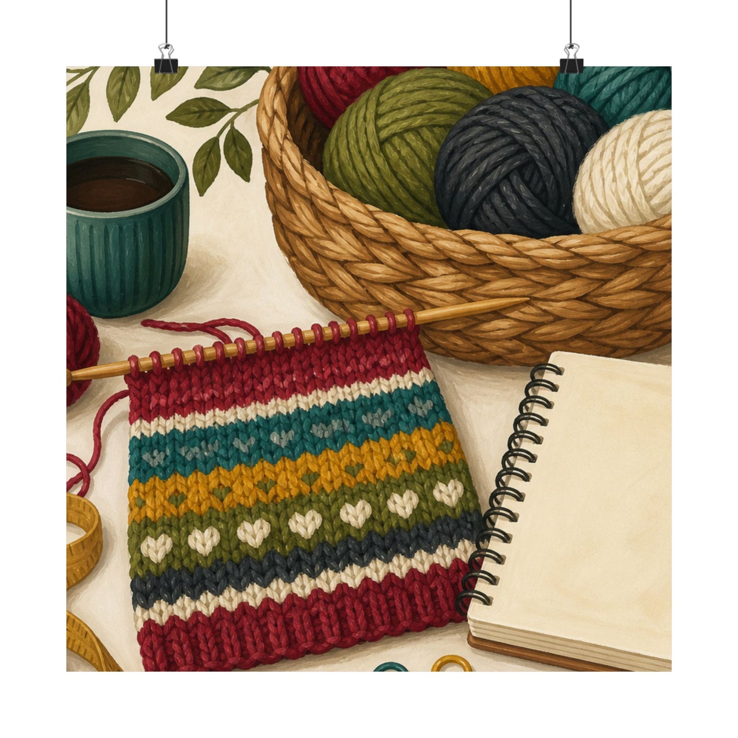 Cozy Knitting and Yarn Hobby Art Poster