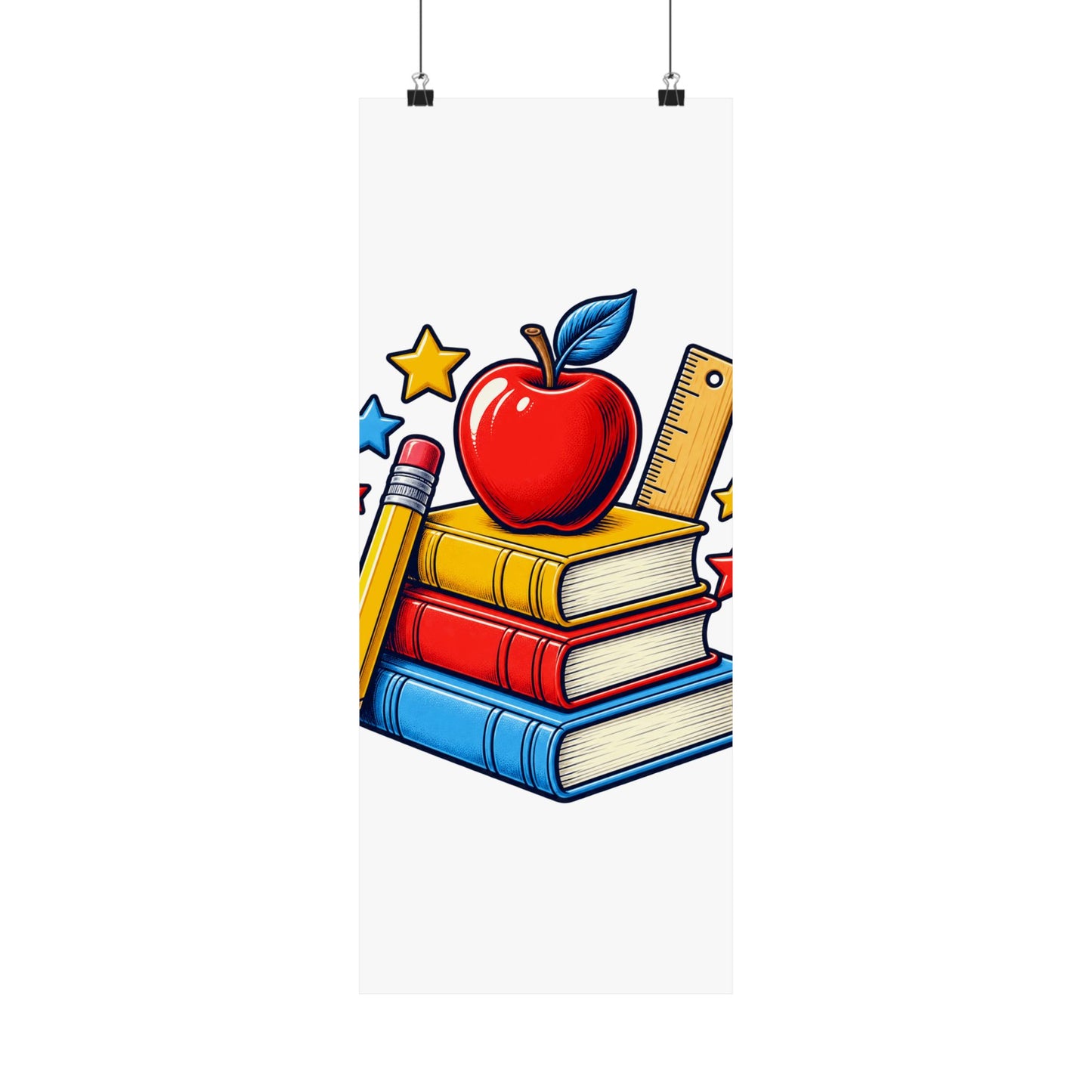 Retro School Books Apple Teacher Appreciation Art Poster