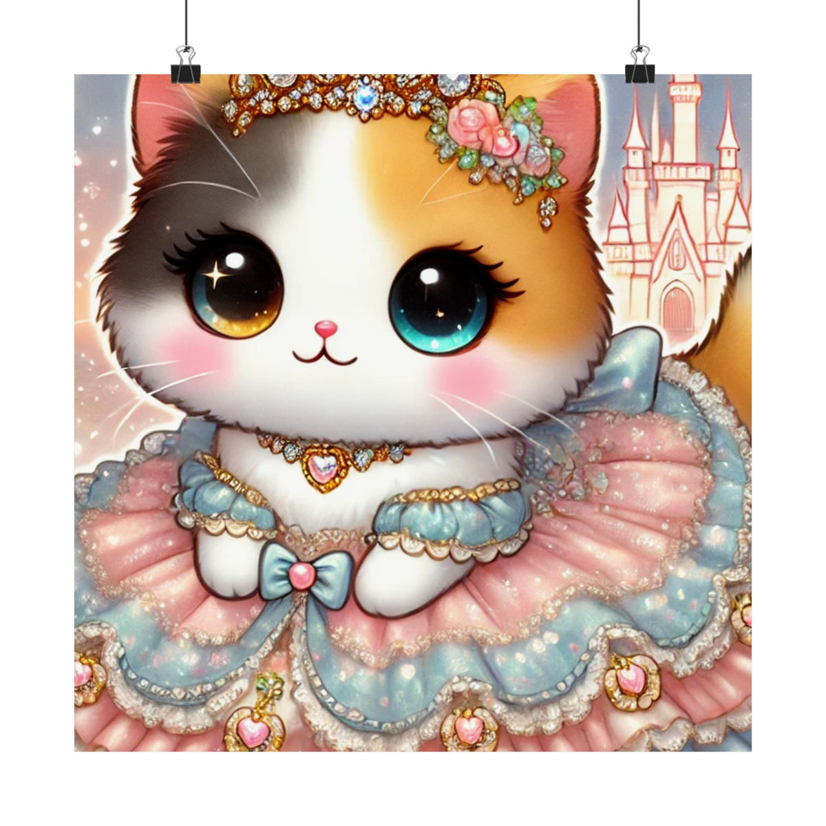 Pastel Princess Calico Cat Fantasy Wall Art Poster