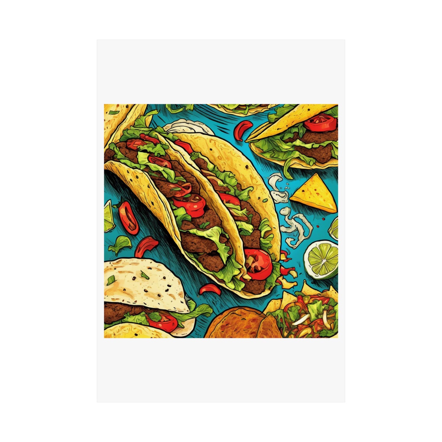 Taco Party Pattern Foodie Gift Art Poster