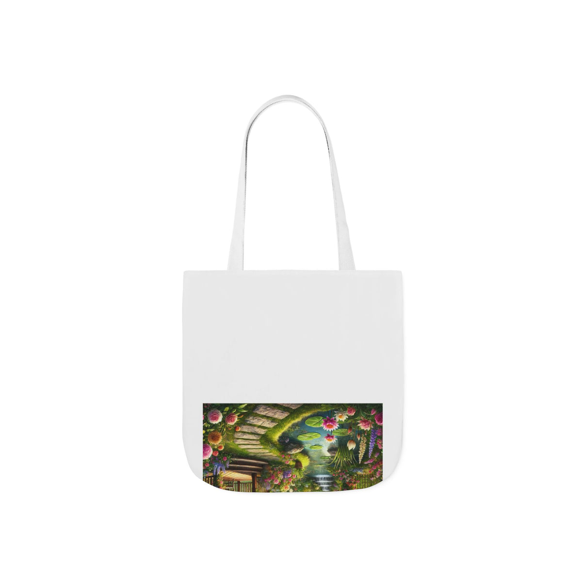 Sunlit Rose Gazebo Cottage Garden Canvas Tote Bag