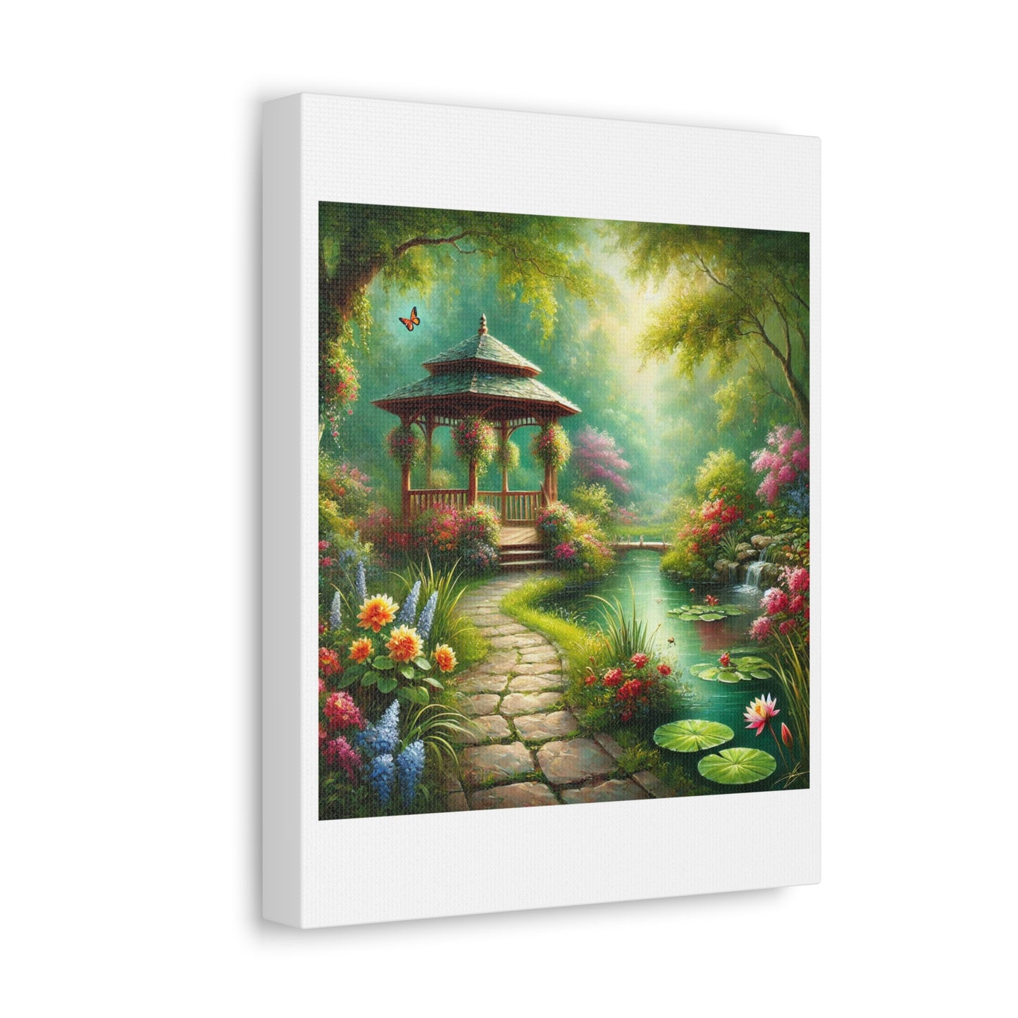 Spring Garden Gazebo Floral Landscape Canvas