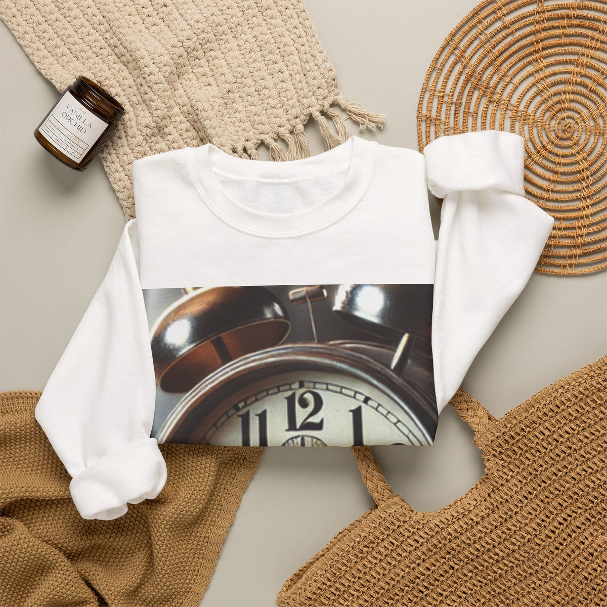 Vintage Alarm Clock Morning Routine Soft Sweatshirt