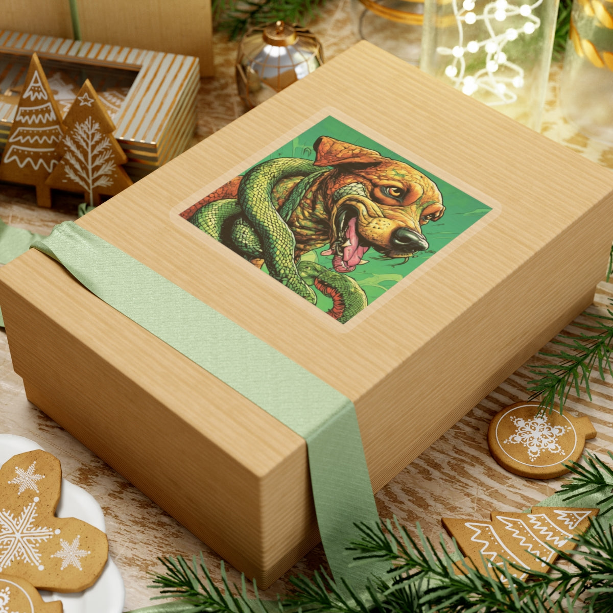 Serpent Guardian Dog Bold Fantasy Creature Sticker