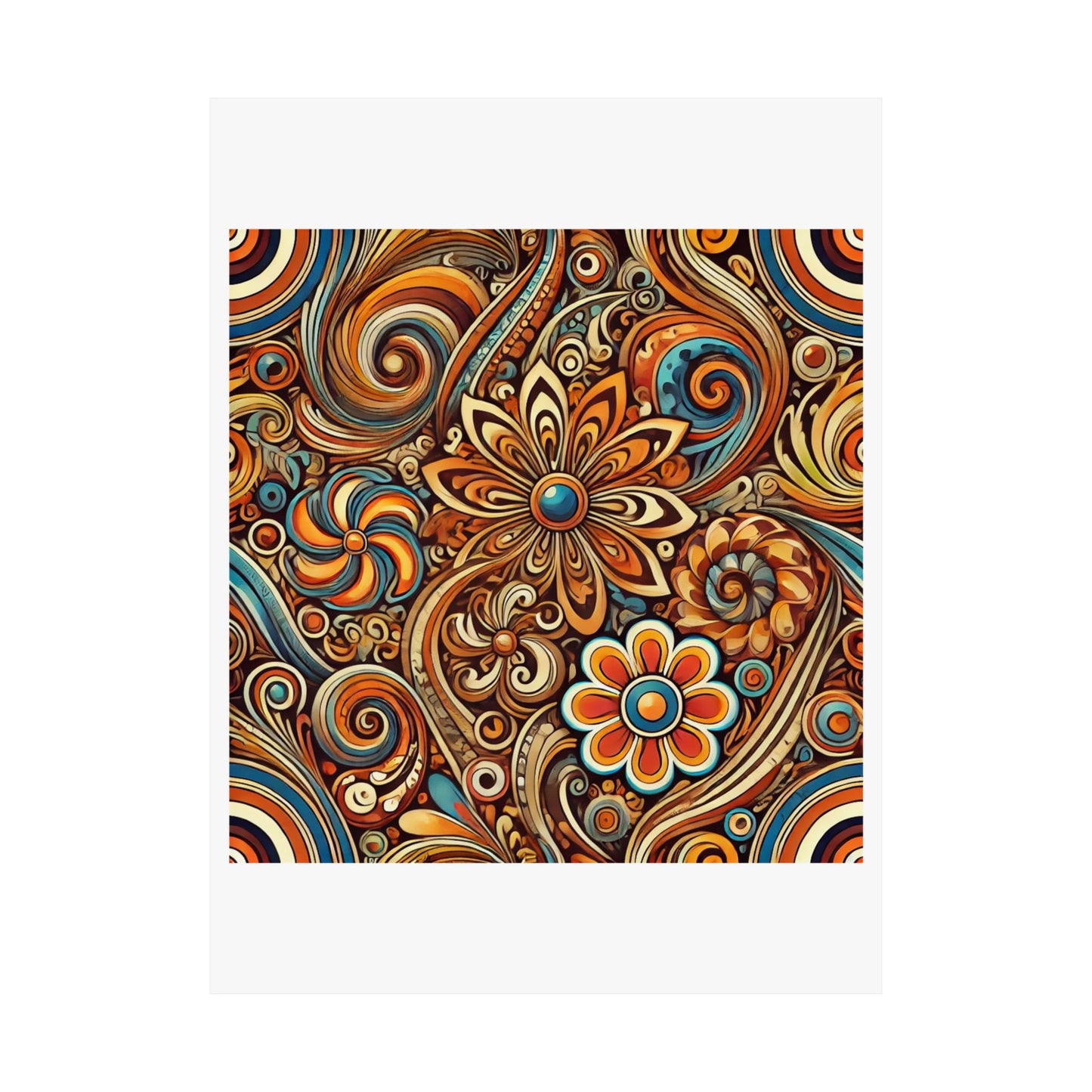 Ornate Abstract Floral Paisley Pattern Poster
