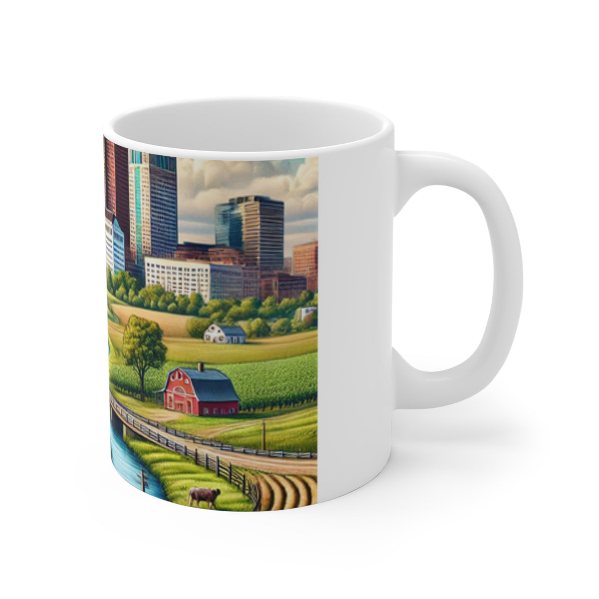 Rural River City Skyline Hometown Landscape Coffee Mug