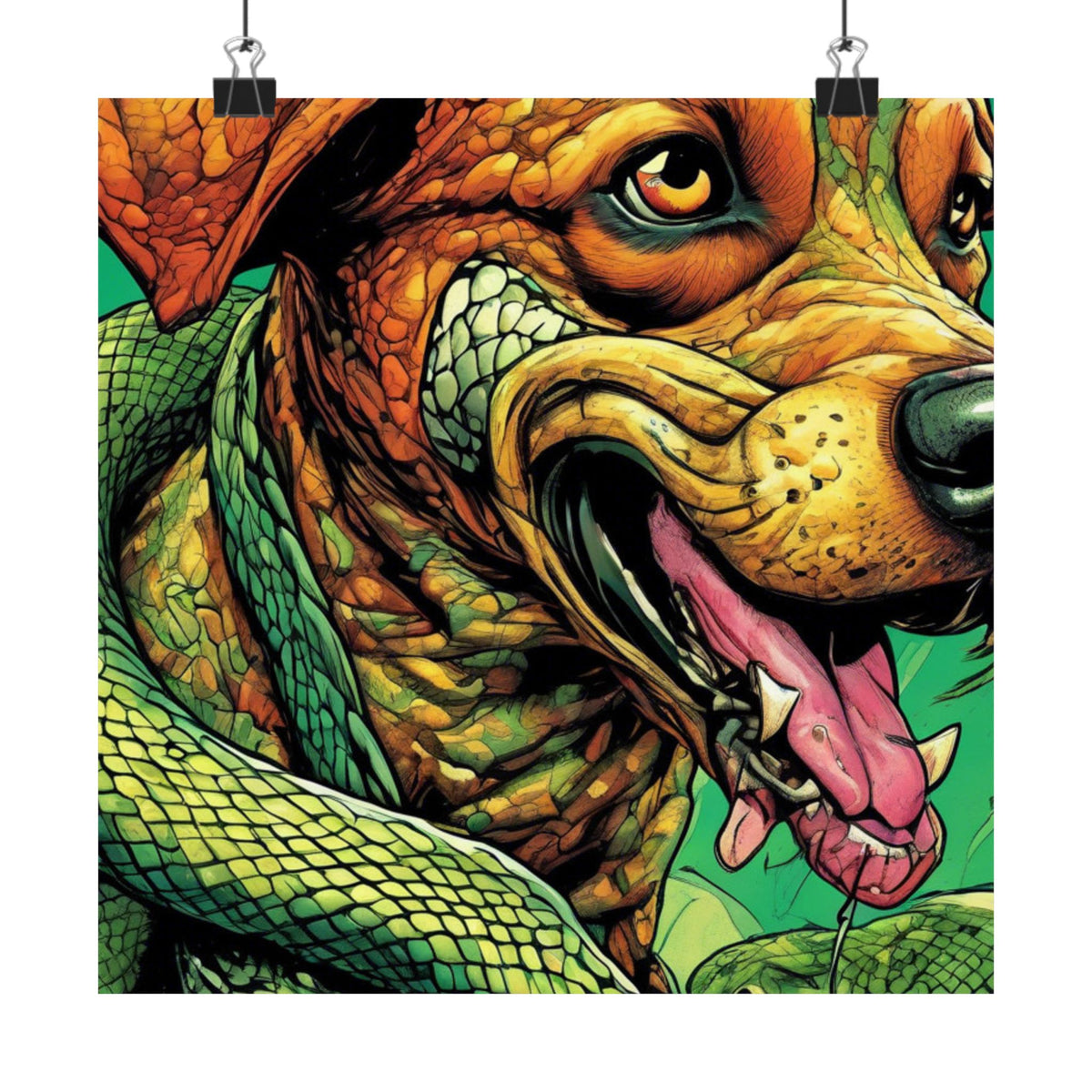 Serpent Guardian Dog Bold Fantasy Creature Art Poster