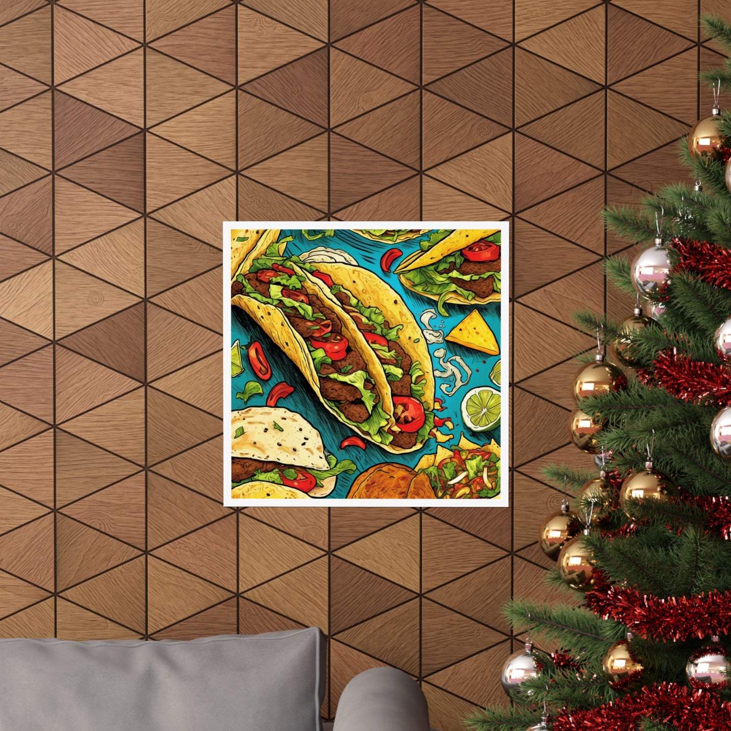 Taco Party Pattern Foodie Gift Art Poster