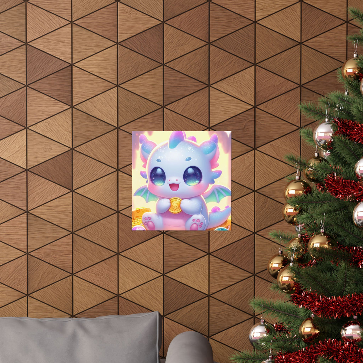 Pastel Treasure Dragon Kawaii Fantasy Wall Art Poster