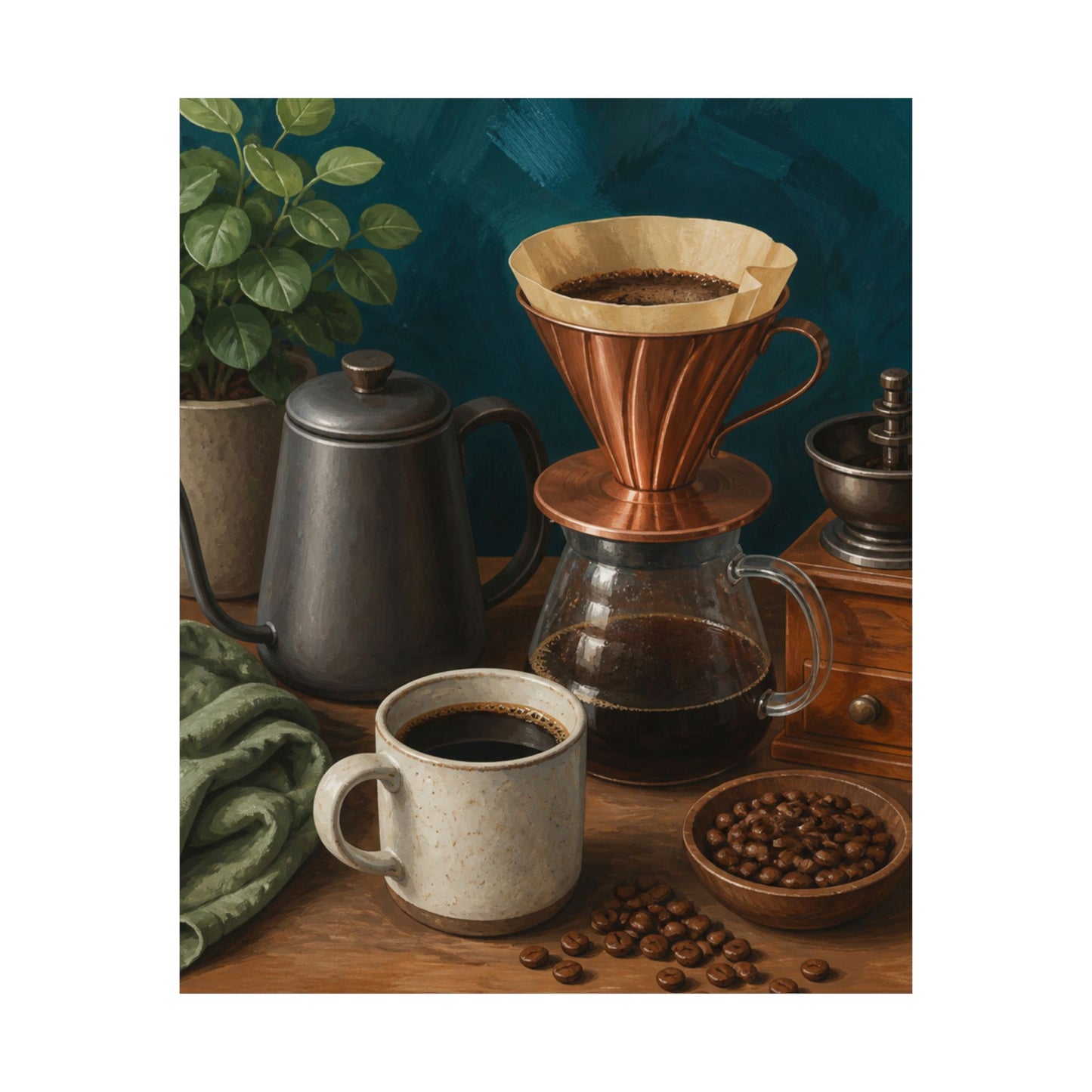 Warm Home Coffee Brewing Art Poster