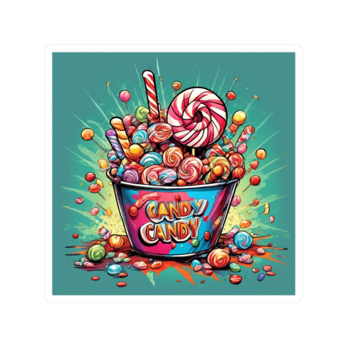 Holiday Candy Bucket Sweets Gift Art Sticker