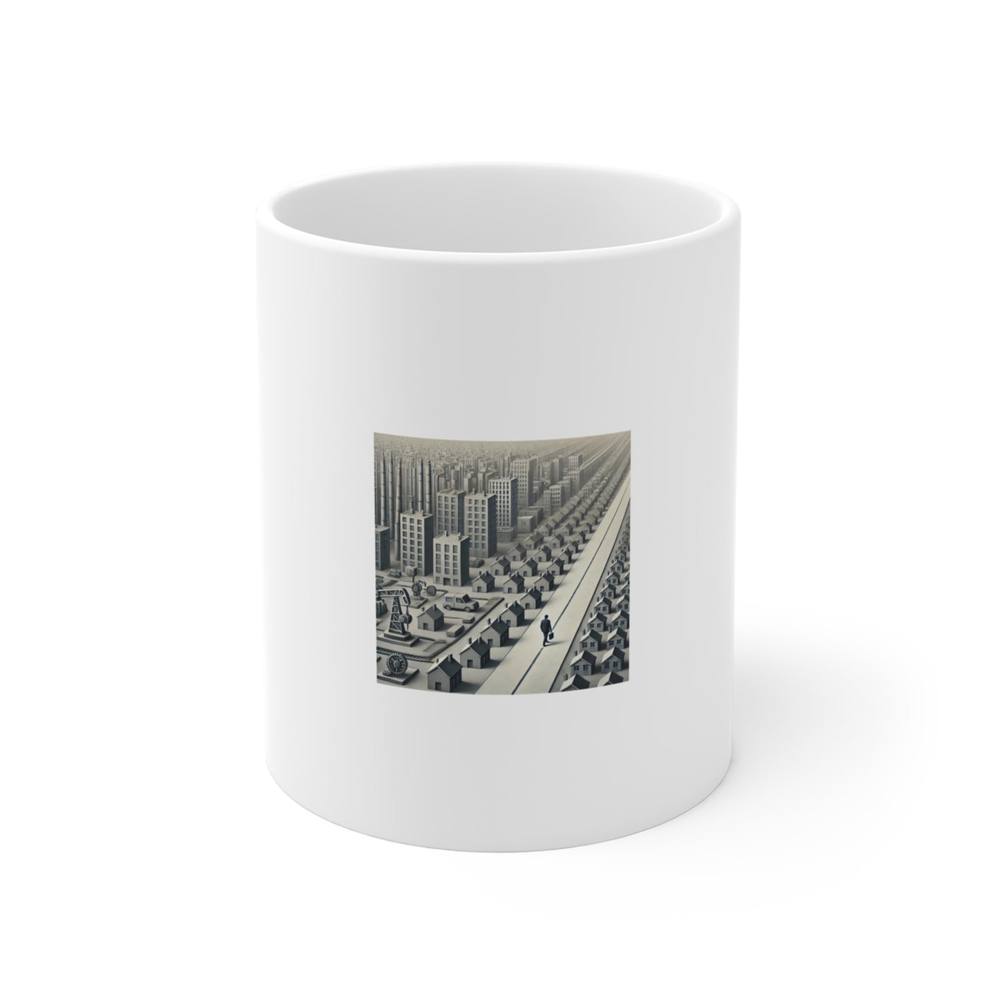 Monochrome Urban Factory Cityscape Coffee Mug Architecture Gift