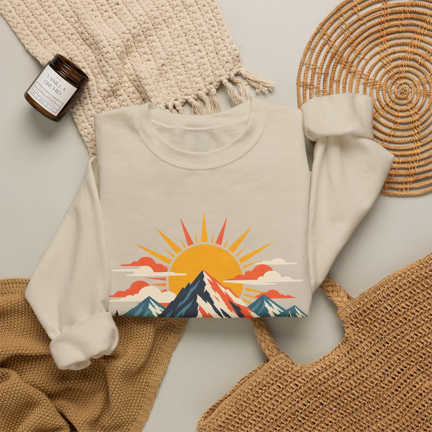 Alpine Sunrise River Mountain Adventure Sweatshirt